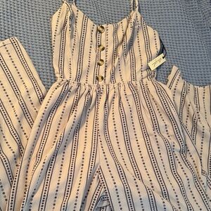 Liberty Love Cream Striped Jumpsuit with Buttons